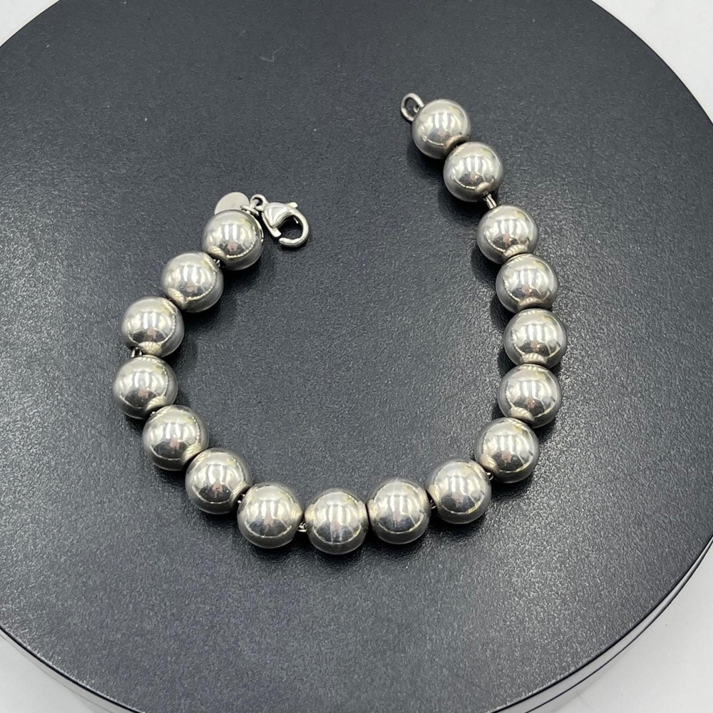 Tiffany & Co. HardWear Collection Polished Sterling Silver 10mm Ball Bracelet 7"